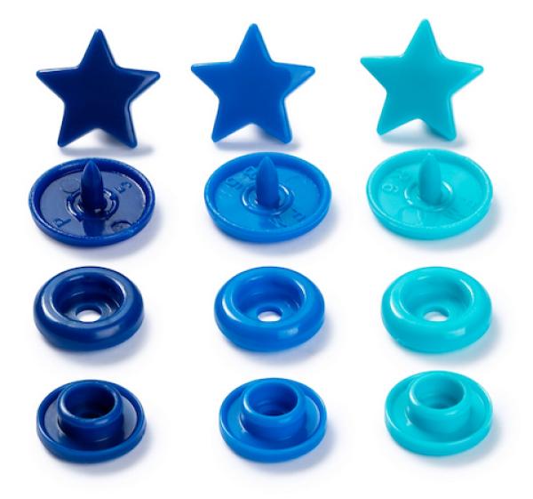 Prym Love Druckknöpfe "Color Snaps" Sterne Blau - Ø 12,4 mm - 30 Stück